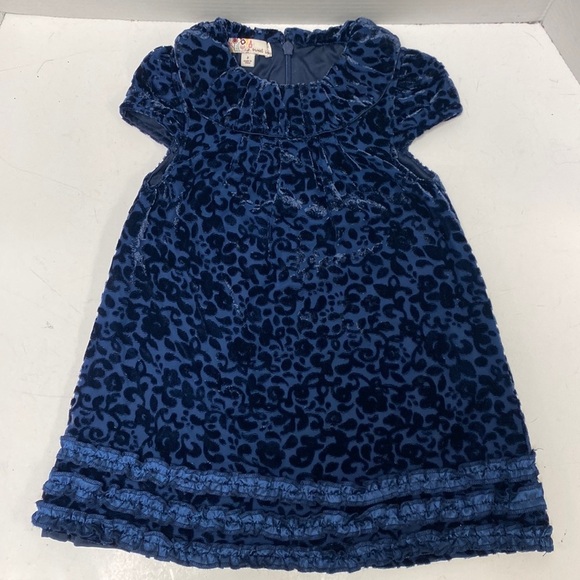 Sweet Ivy Girls Short Sleeve Velvet Burnout Ruffle Trimmed Dress - Picture 1 of 6